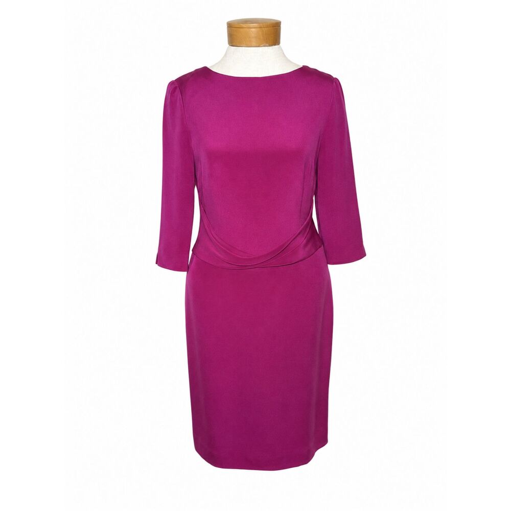 Talbots Vintage Pure Silk Sheath Dress Magenta Pink Petite 4 Cocktail Wedding